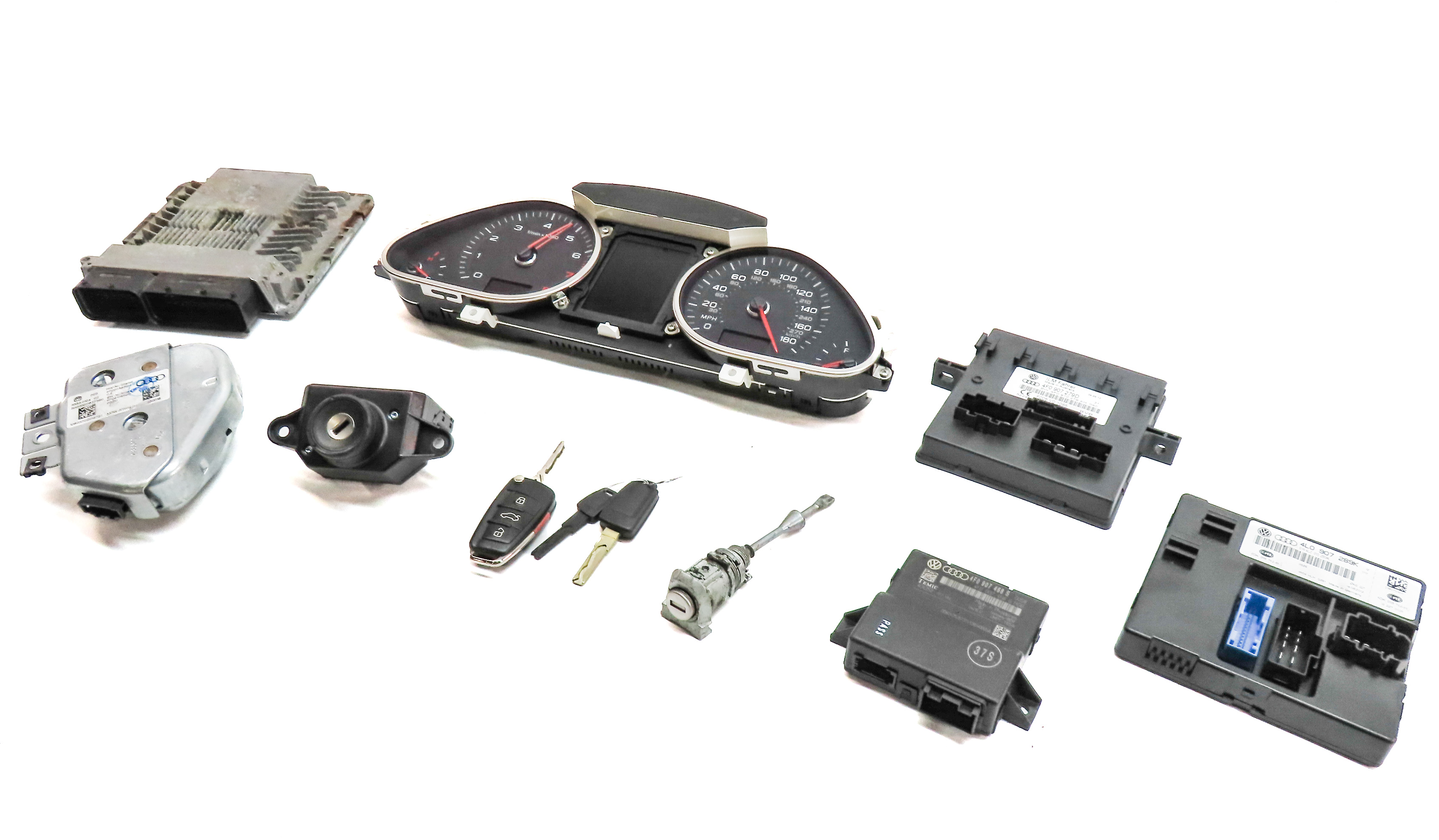 13-15 AUDI Q7 (4L) 3.0L CTWB SUPERCHARGED ENGINE BCM IMMOBILIZER MODULE KEY SET — exact item pictured
